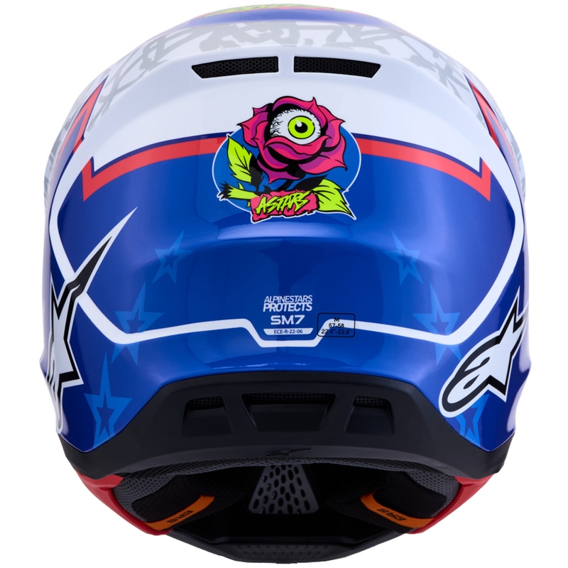 Motokros čelada Alpinestars Supertech S-M7 Blaster belo-modra