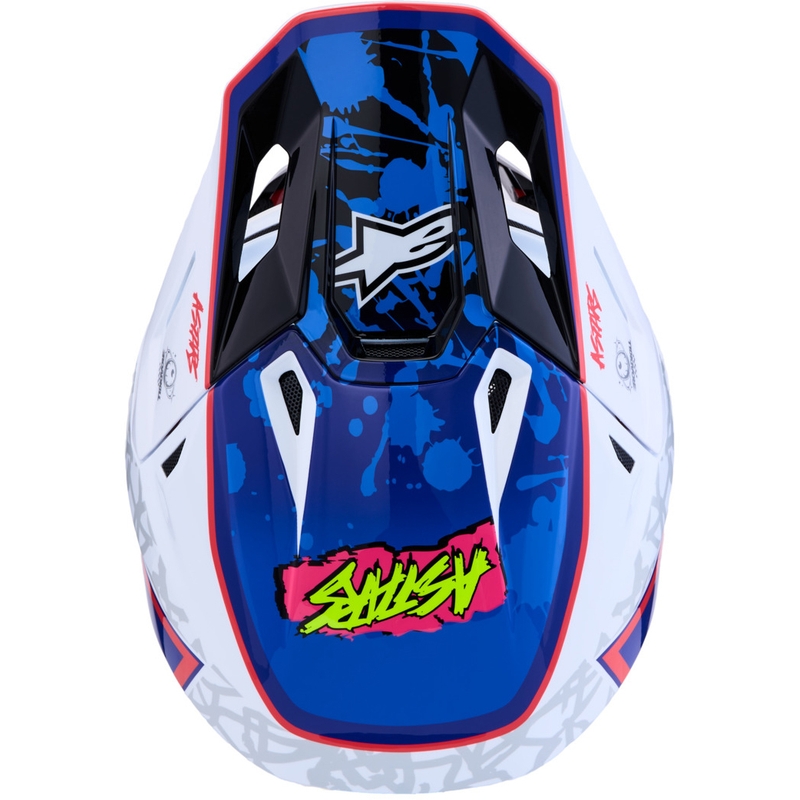 Motokros čelada Alpinestars Supertech S-M7 Blaster belo-modra