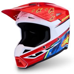 Alpinestars S-M3 Falcon motoristična motokros čelada fluo rdeče-bela