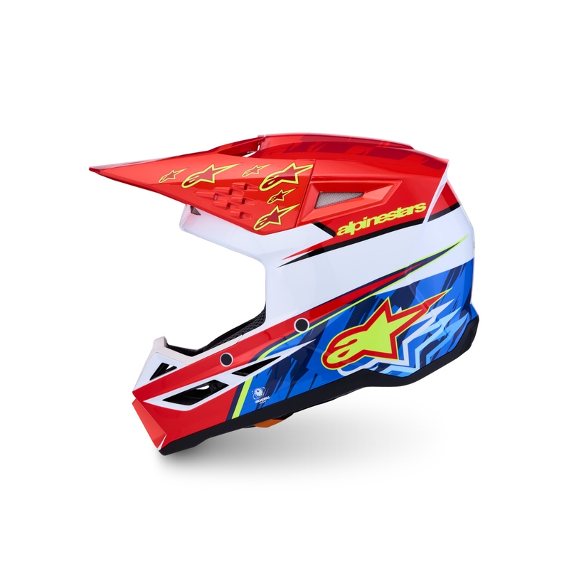 Alpinestars S-M3 Falcon motoristična motokros čelada fluo rdeče-bela