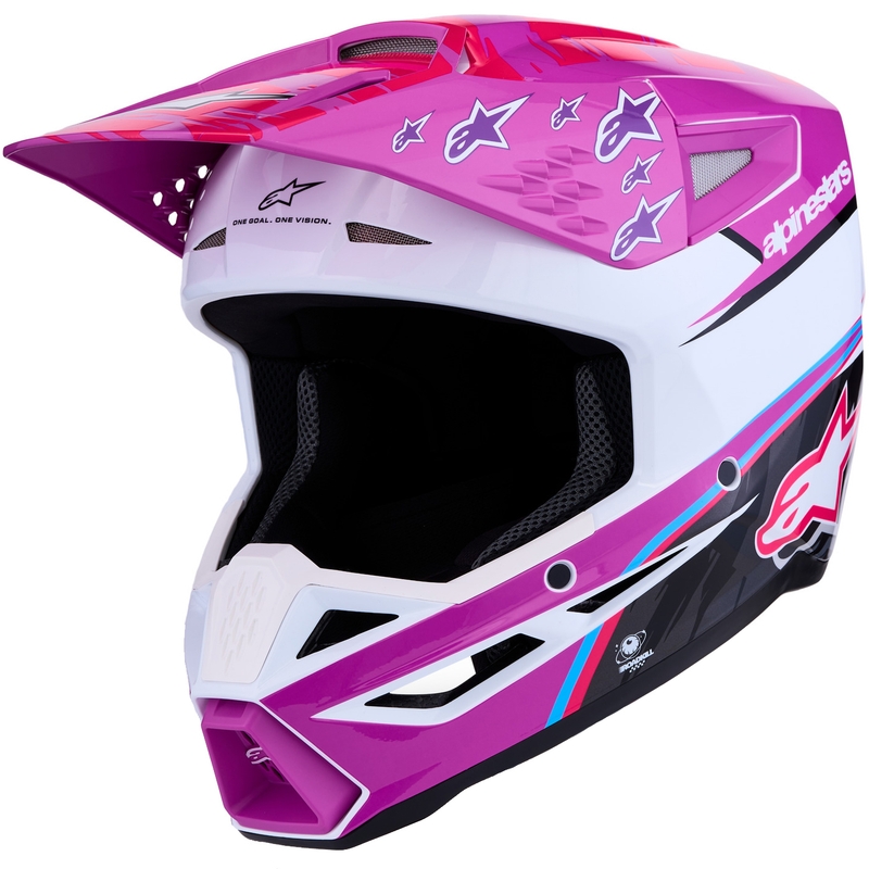 Čelada za motokros Alpinestars S-M3 Falcon vijolično-belo-fluo roza
