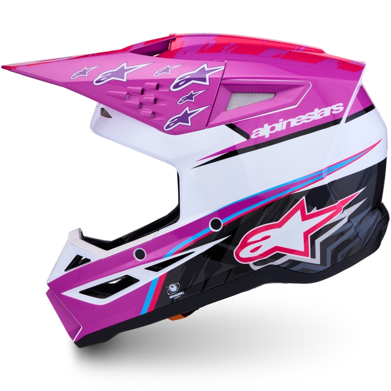 Čelada za motokros Alpinestars S-M3 Falcon vijolično-belo-fluo roza