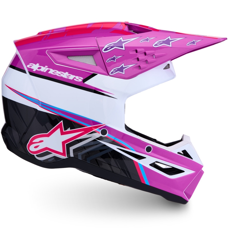 Čelada za motokros Alpinestars S-M3 Falcon vijolično-belo-fluo roza