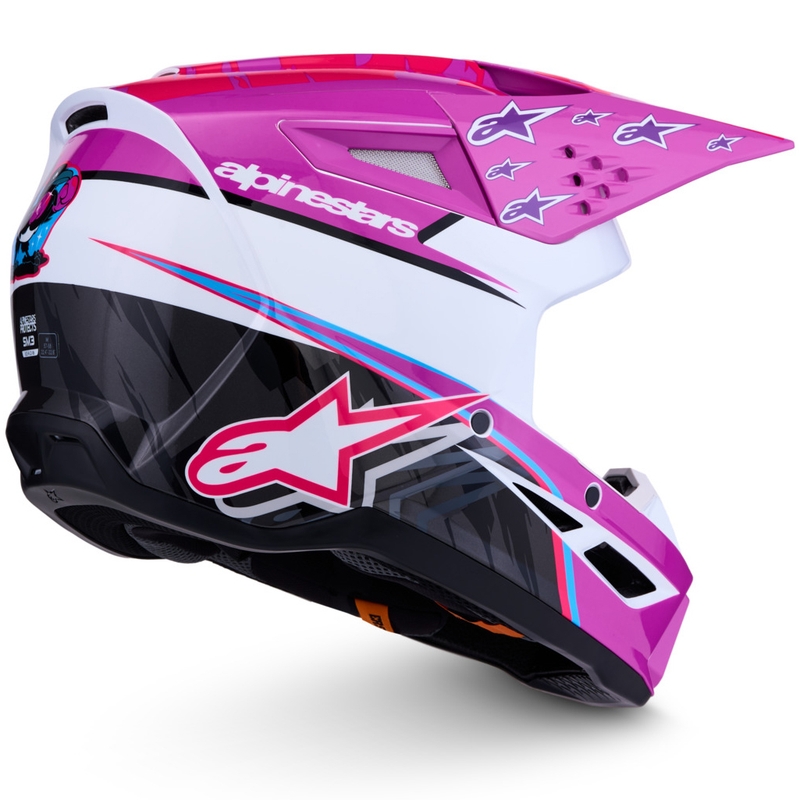 Čelada za motokros Alpinestars S-M3 Falcon vijolično-belo-fluo roza
