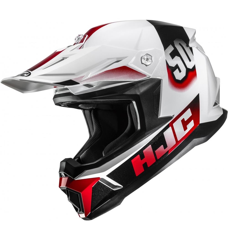 Motokros čelada HJC C50 Dash MC1 belo-črno-rdeča