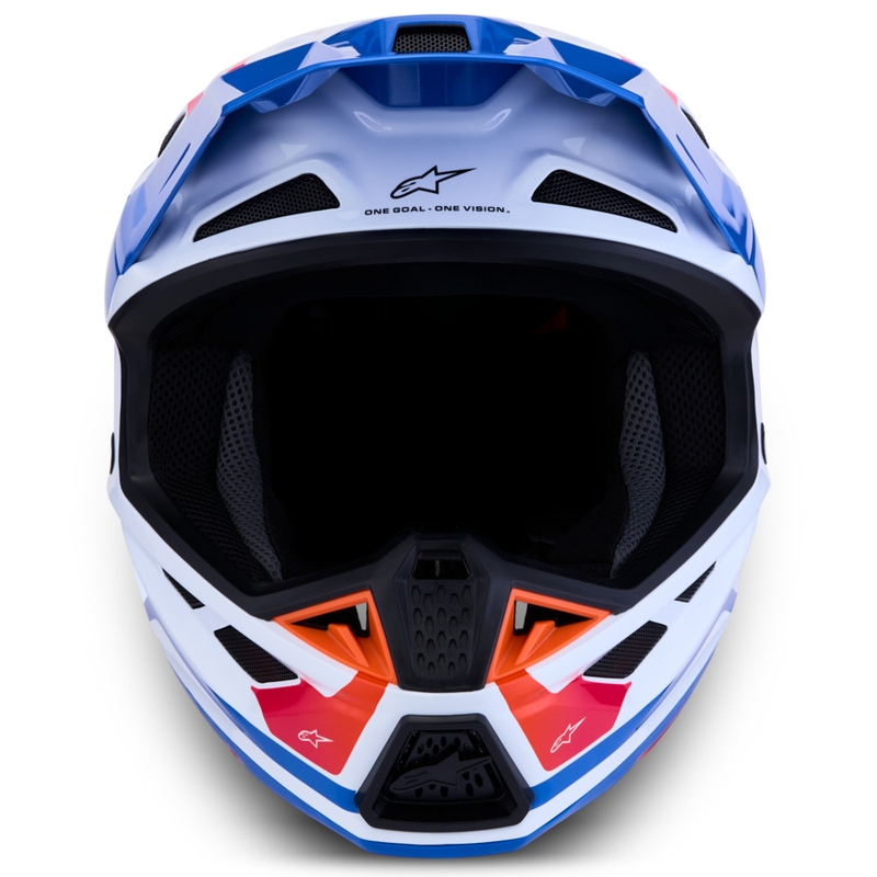 Motokros čelada Alpinestars Supertech S-M7 Core, belo-modro-oranžna