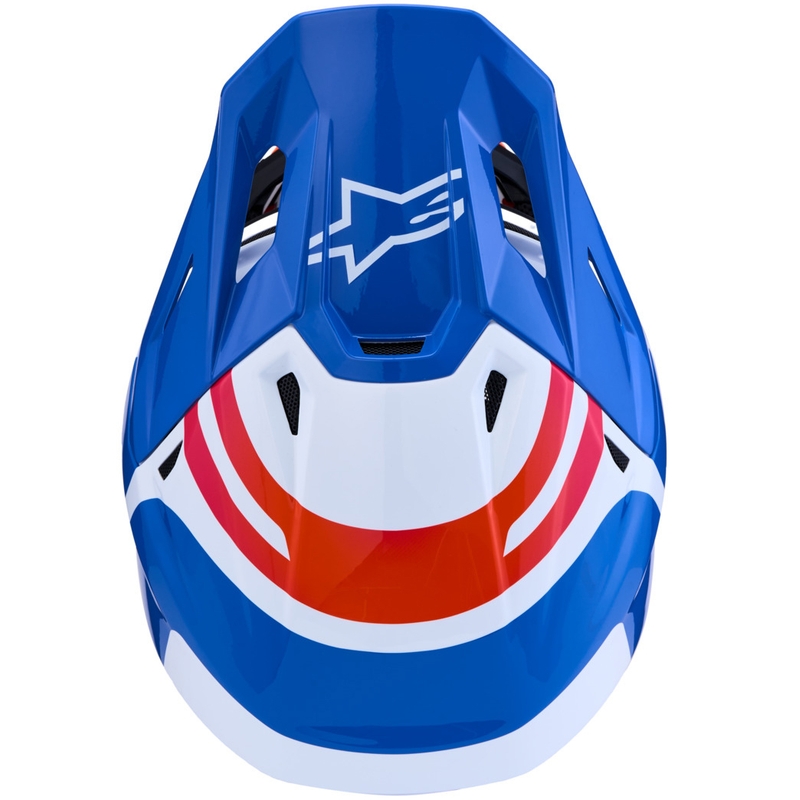 Motokros čelada Alpinestars Supertech S-M7 Core, belo-modro-oranžna