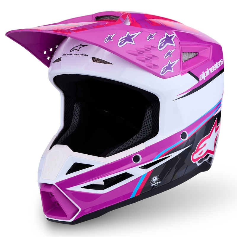Otroška motokros čelada Alpinestars S-M3 Falcon vijolično-belo-črna