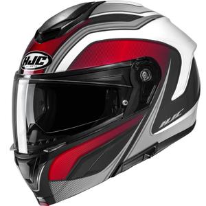 Preklopna motoristična čelada HJC C92 Sirius MC1 črno-belo-srebrno-rdeča