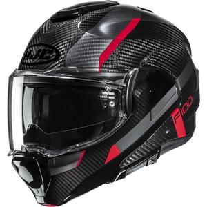 Moto čelada HJC F100 Carbon Askan MC1 z nagibom, črno-rdeča
