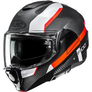 Preklopna motoristična čelada HJC F100 Carbon Askan MC6HSF črno-oranžno-belo-rdeča