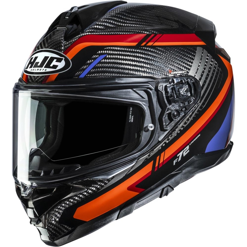 Motoristična čelada HJC F72 Carbon Kairo MC8 črno-oranžno-rdeče-vijolična