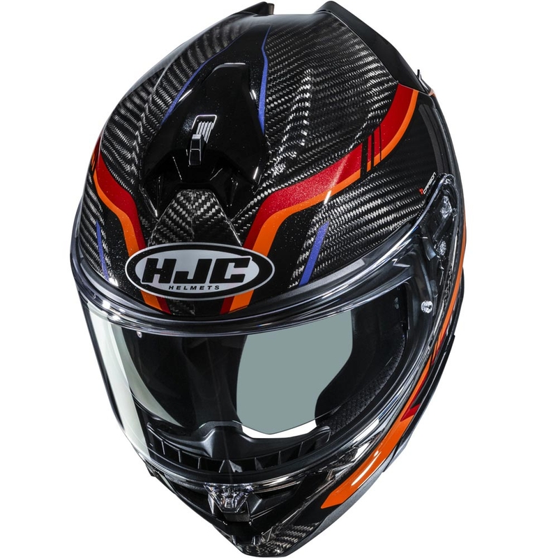 Motoristična čelada HJC F72 Carbon Kairo MC8 črno-oranžno-rdeče-vijolična