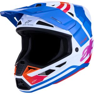 Motokros čelada Alpinestars Supertech S-M7 Core, belo-modro-oranžna