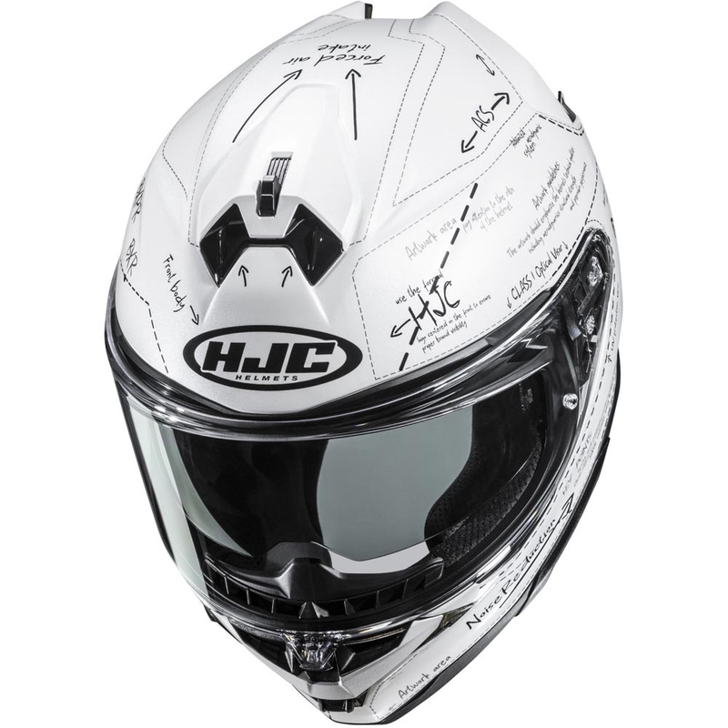 HJC F72 Odyssea MC10 motoristična čelada z integriranim obrazom, belo-črna