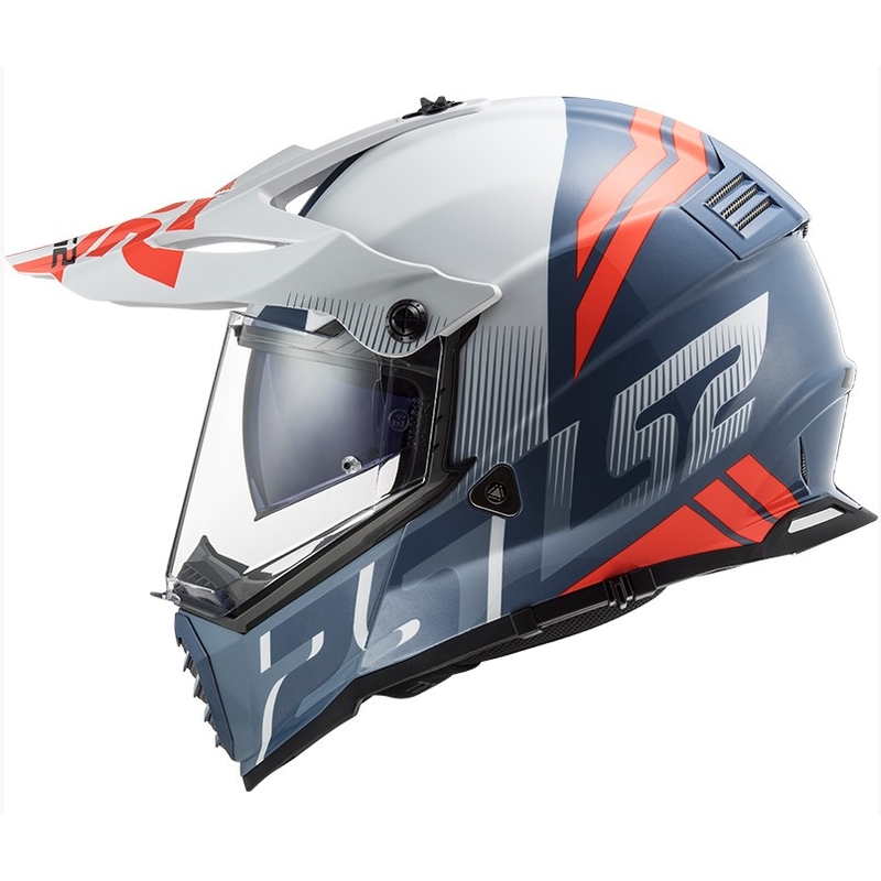 Enduro čelada LS2 MX436 Pioneer EVO Evolve belo-modro-oranžna