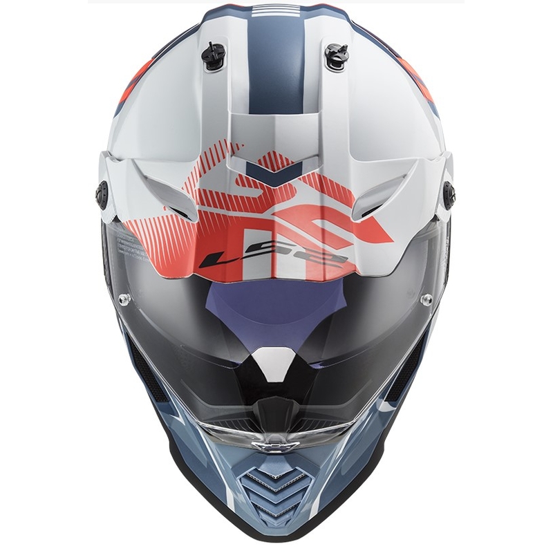 Enduro čelada LS2 MX436 Pioneer EVO Evolve belo-modro-oranžna