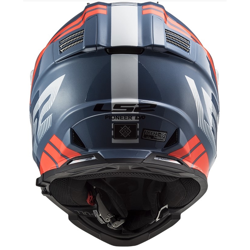 Enduro čelada LS2 MX436 Pioneer EVO Evolve belo-modro-oranžna