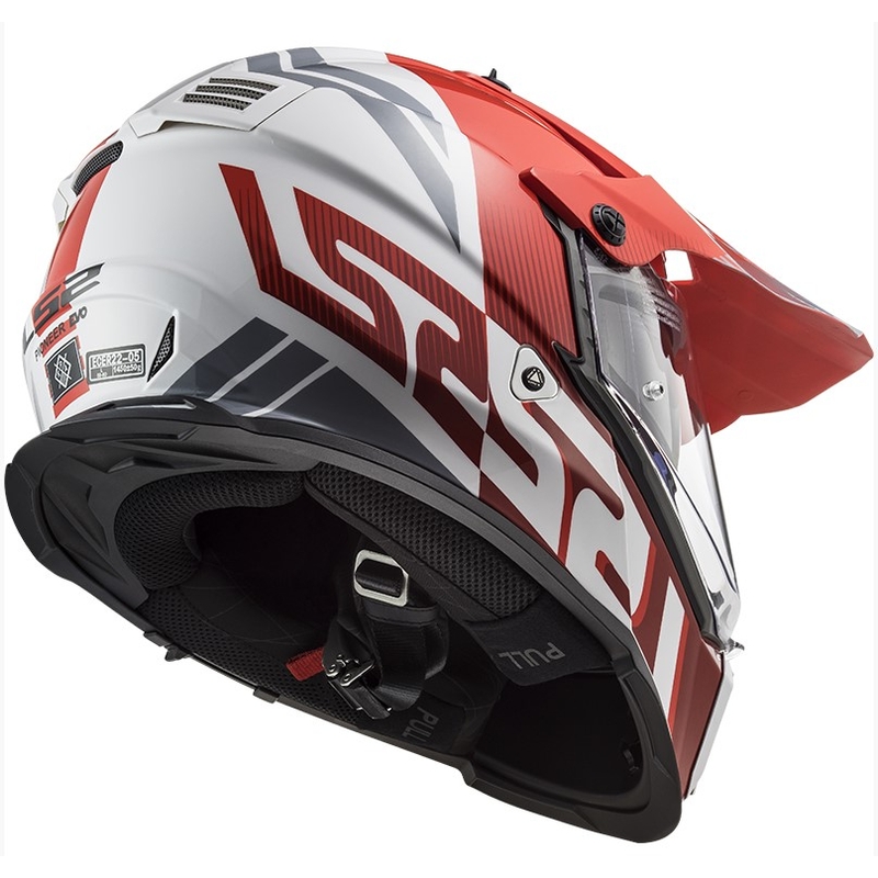 Enduro čelada LS2 MX436 Pioneer EVO Evolve bela-siva-rdeča