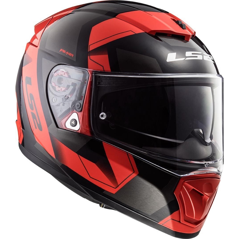 LS2 FF390 Breaker Physics črno-rdeča integralna motoristična čelada