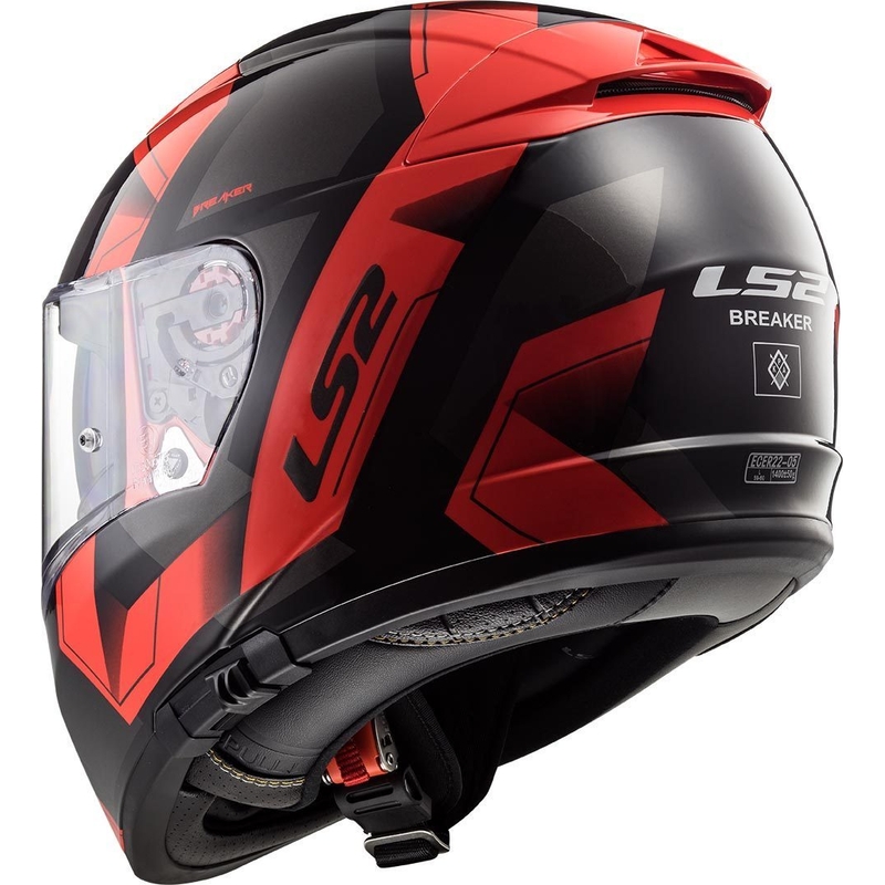 LS2 FF390 Breaker Physics črno-rdeča integralna motoristična čelada