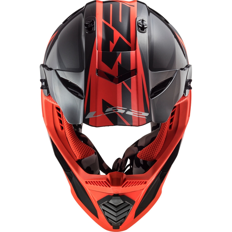 Motokros čelada LS2 MX437 Fast Evo Roar črno-rdeča razprodaja