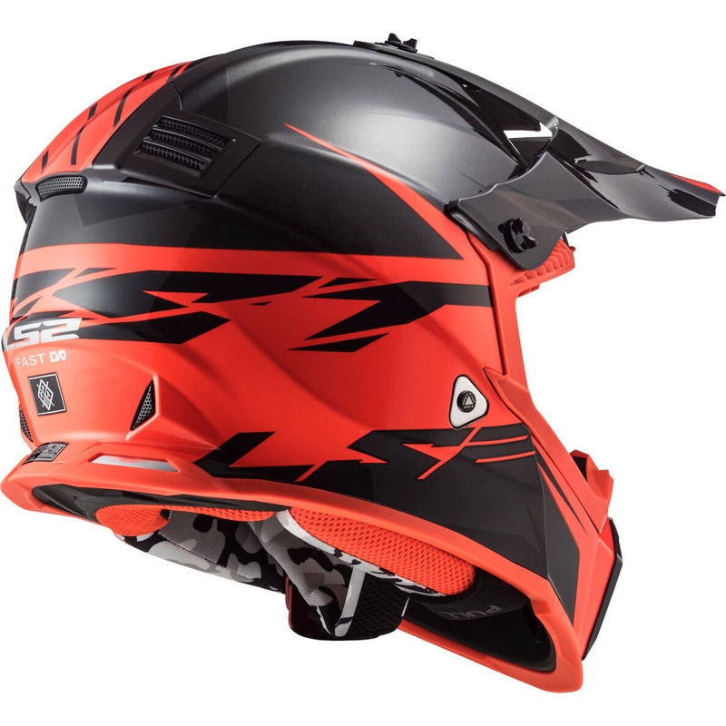 Motokros čelada LS2 MX437 Fast Evo Roar črno-rdeča razprodaja