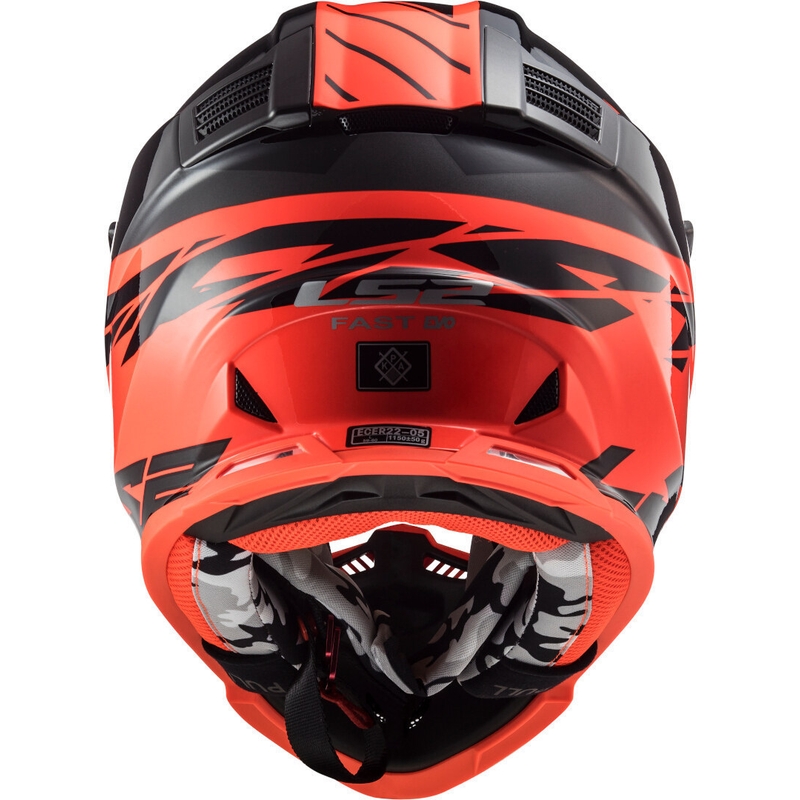 Motokros čelada LS2 MX437 Fast Evo Roar črno-rdeča razprodaja