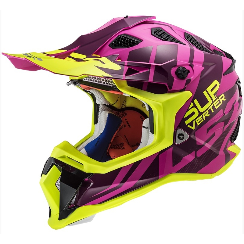 Motokros čelada LS2 MX470 Subverter Troop roza-fluo rumena razprodaja