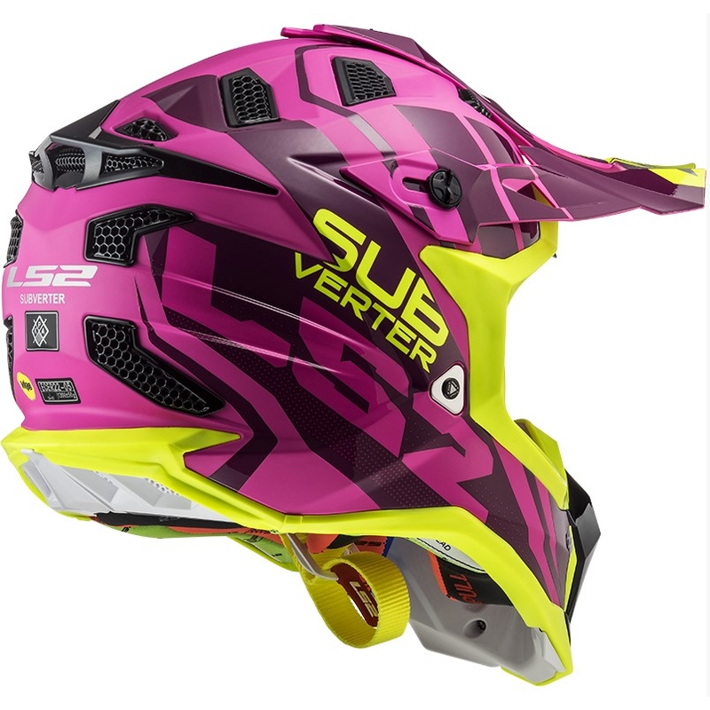 Motokros čelada LS2 MX470 Subverter Troop roza-fluo rumena razprodaja