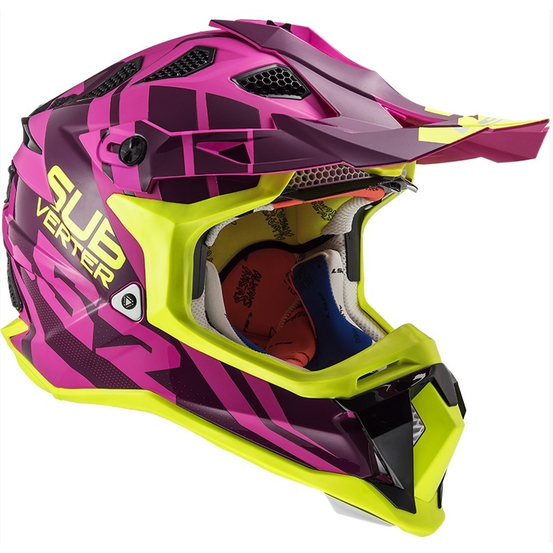 Motokros čelada LS2 MX470 Subverter Troop roza-fluo rumena razprodaja