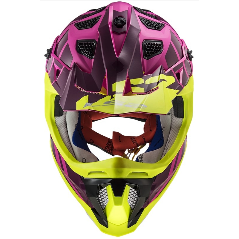 Motokros čelada LS2 MX470 Subverter Troop roza-fluo rumena razprodaja