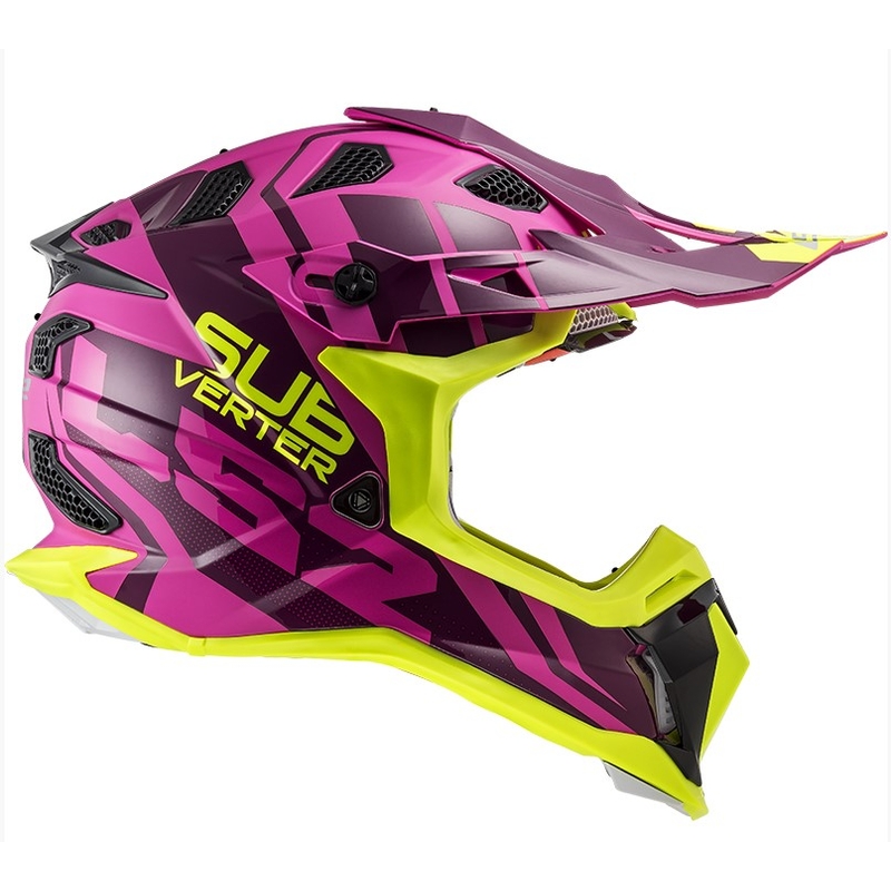 Motokros čelada LS2 MX470 Subverter Troop roza-fluo rumena razprodaja