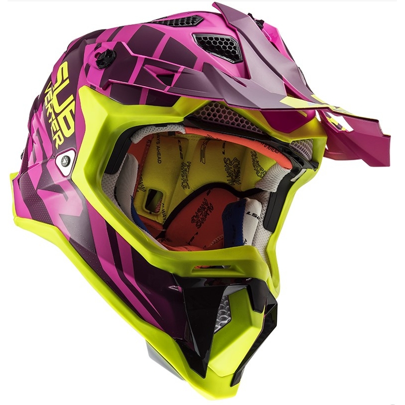 Motokros čelada LS2 MX470 Subverter Troop roza-fluo rumena razprodaja