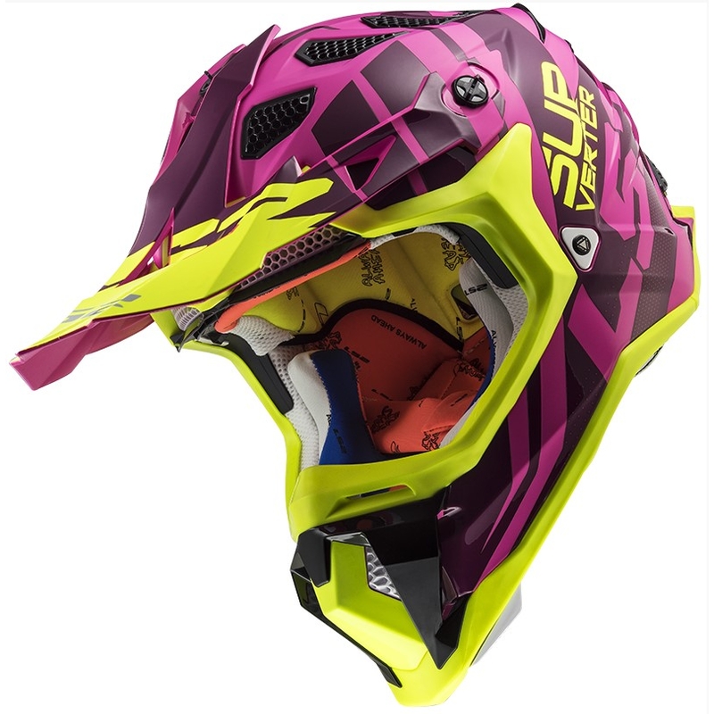 Motokros čelada LS2 MX470 Subverter Troop roza-fluo rumena razprodaja