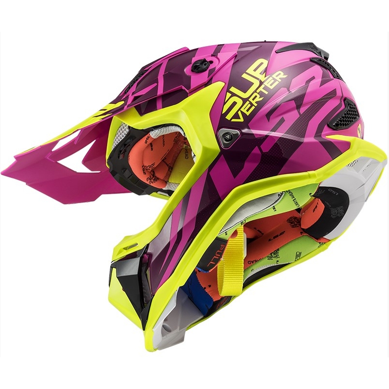 Motokros čelada LS2 MX470 Subverter Troop roza-fluo rumena razprodaja