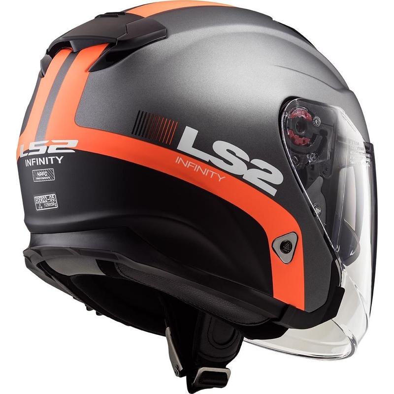 Odprta motoristična čelada LS2 OF521 Infinity Smart titanium-orange