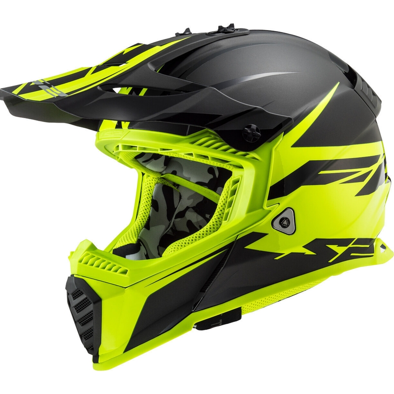 Motokros čelada LS2 MX437 Fast Evo Roar črno-rumena