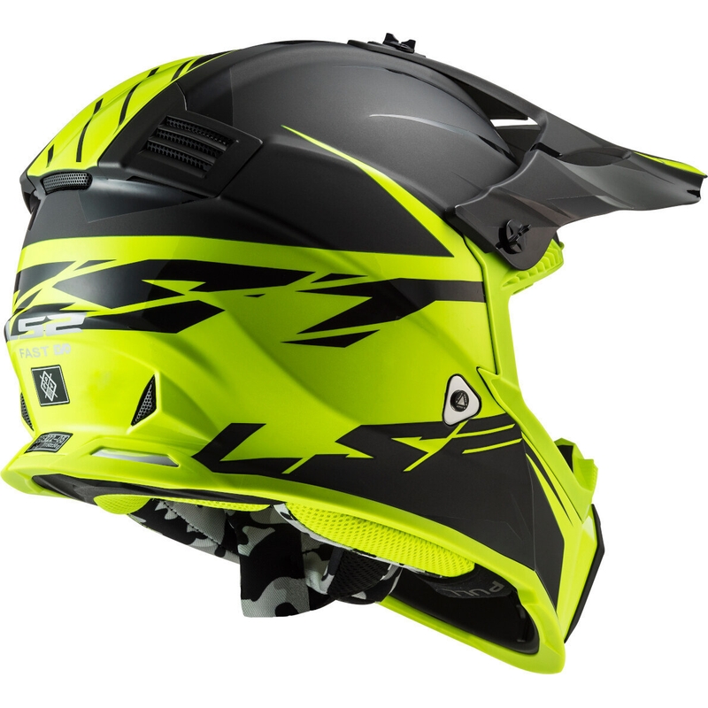 Motokros čelada LS2 MX437 Fast Evo Roar črno-rumena
