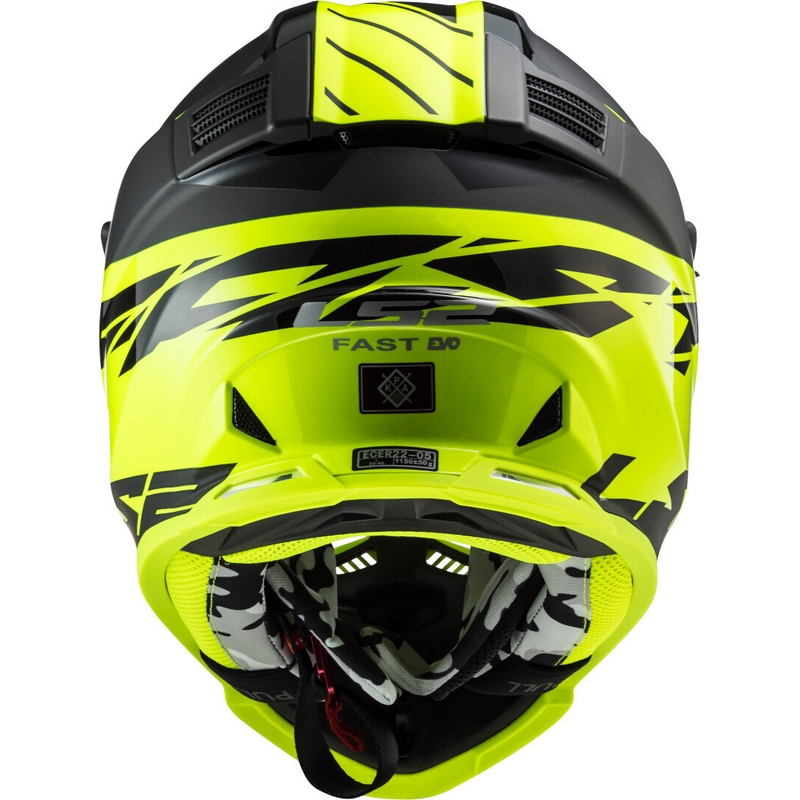 Motokros čelada LS2 MX437 Fast Evo Roar črno-rumena