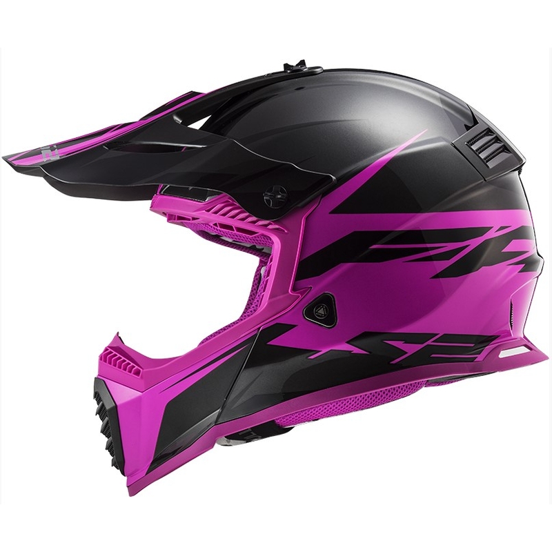 Motokros čelada LS2 MX437 Fast Evo Roar črno-vijolična