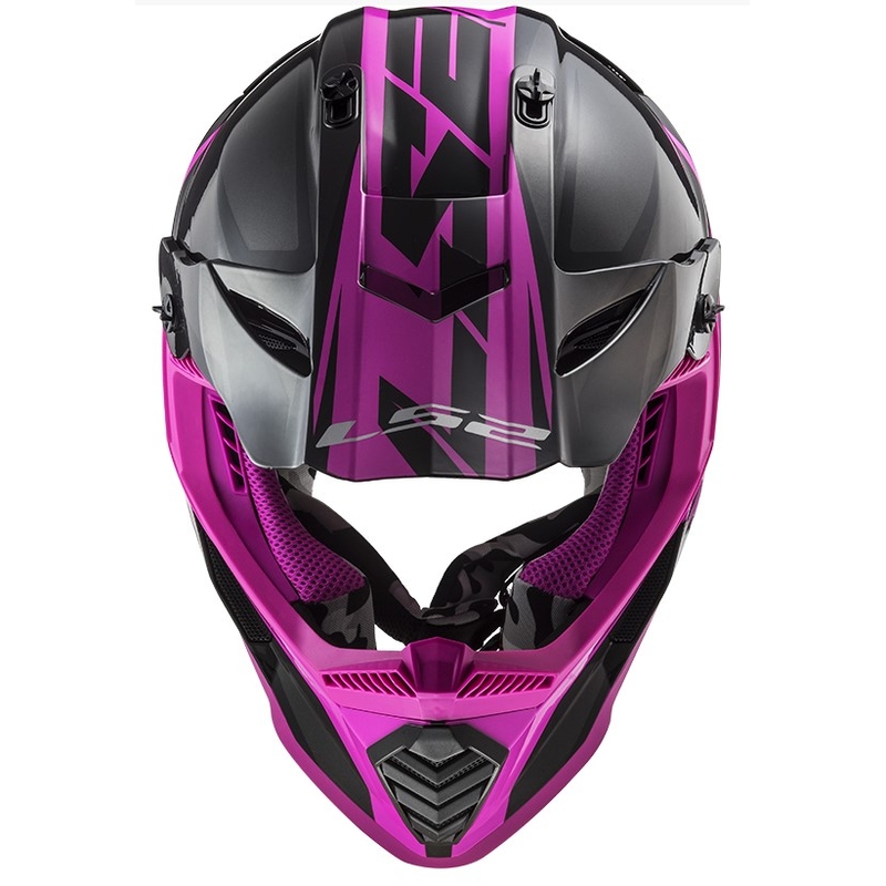 Motokros čelada LS2 MX437 Fast Evo Roar črno-vijolična