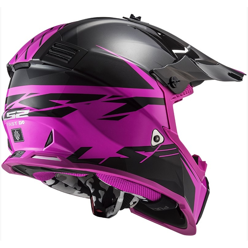 Motokros čelada LS2 MX437 Fast Evo Roar črno-vijolična