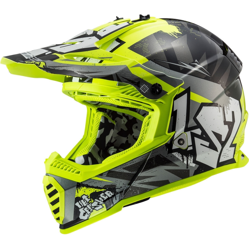 Otroška motokros čelada LS2 MX437 Fast Evo Mini Crusher črno-rumena
