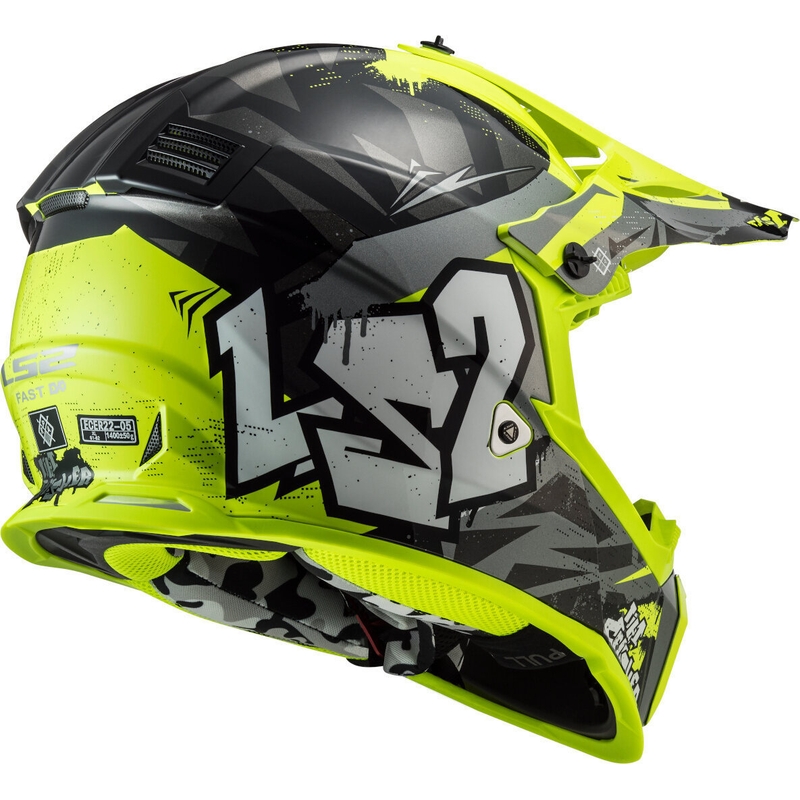 Otroška motokros čelada LS2 MX437 Fast Evo Mini Crusher črno-rumena
