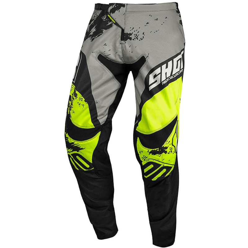 Motokros hlače Shot Contact Shadow sivo-črno-fluo rumena