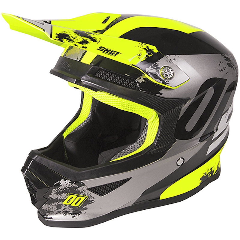 Otroška motokros čelada Shot Furious Shadow črno-sivo-fluo rumena