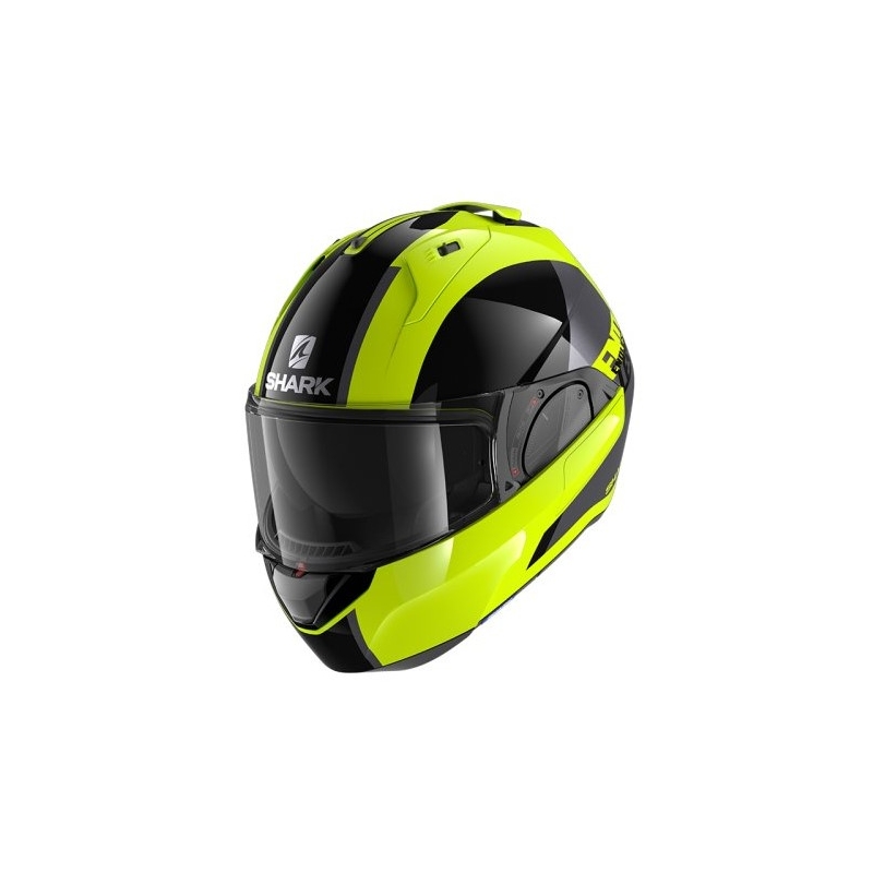 SHARK EVO-ES Neskončna črno-srebrna-fluo rumena čelada s tipalom razprodaja