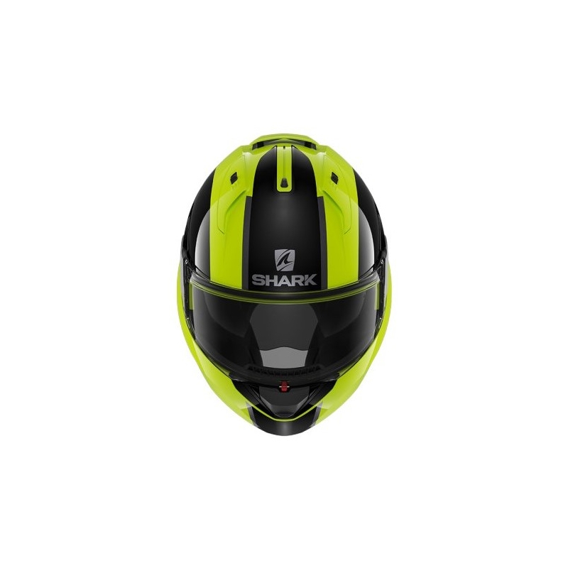 SHARK EVO-ES Neskončna črno-srebrna-fluo rumena čelada s tipalom razprodaja