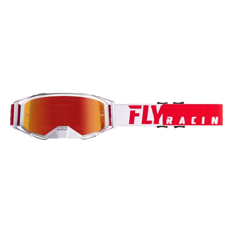 Motokros očala FLY Racing Zone PRO 2019 rdeča in bela (rdeča kromirana pleksi) razprodaja